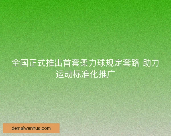 全国正式推出首套柔力球规定套路 助力运动标准化推广